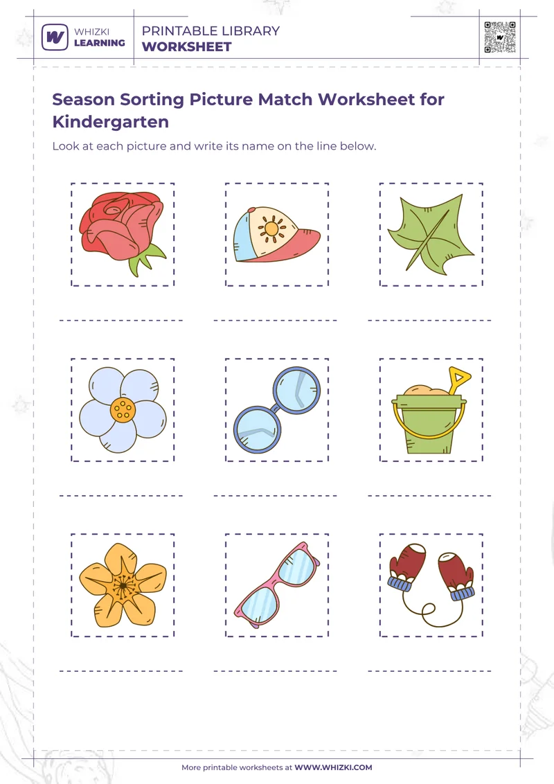 Season Sorting Picture Match Worksheet for Kindergarten