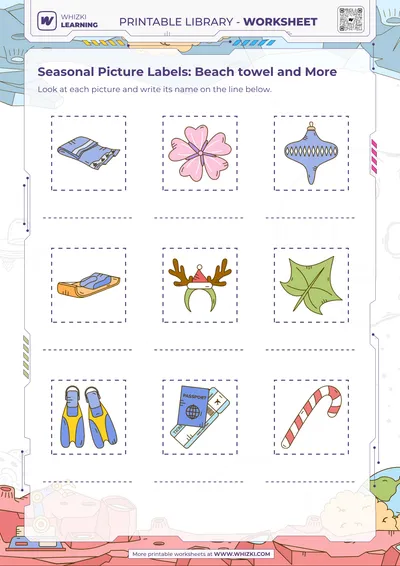 Seasonal Picture Labels: Beach towel and More