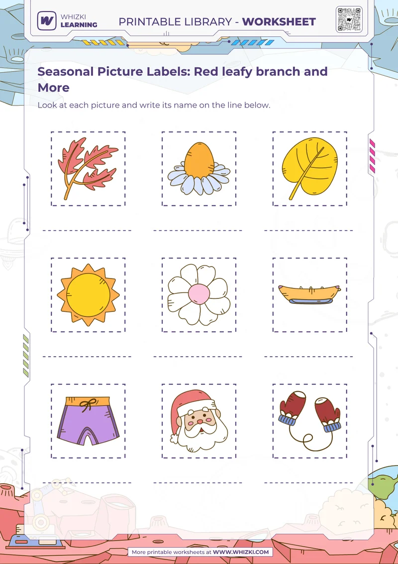 Seasonal Picture Labels: Red leafy branch and More