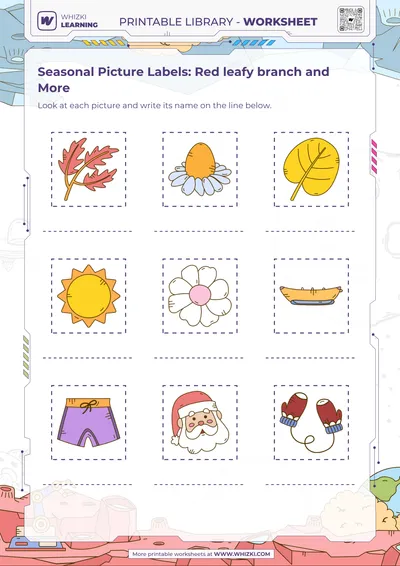 Seasonal Picture Labels: Red leafy branch and More
