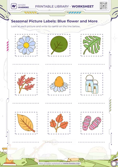 Seasonal Picture Labels: Blue flower and More