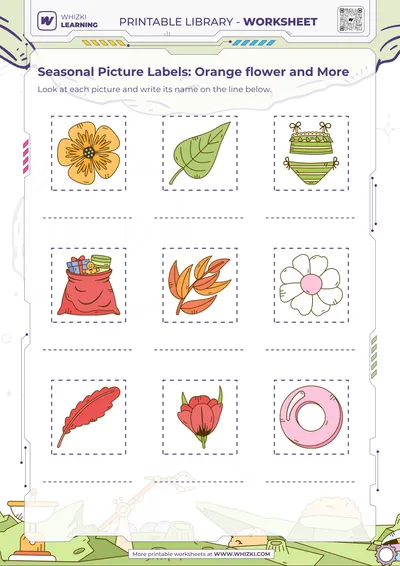 Seasonal Picture Labels: Orange flower and More