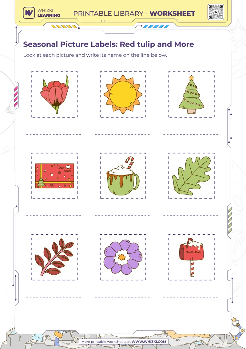 Seasonal Picture Labels: Red tulip and More