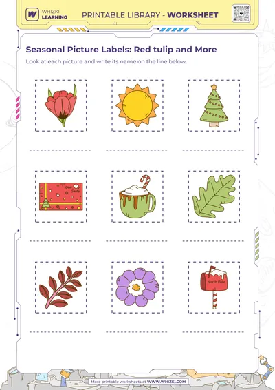 Seasonal Picture Labels: Red tulip and More
