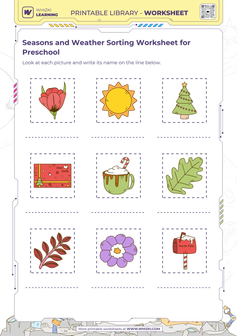 Seasons and Weather Sorting Worksheet for Preschool