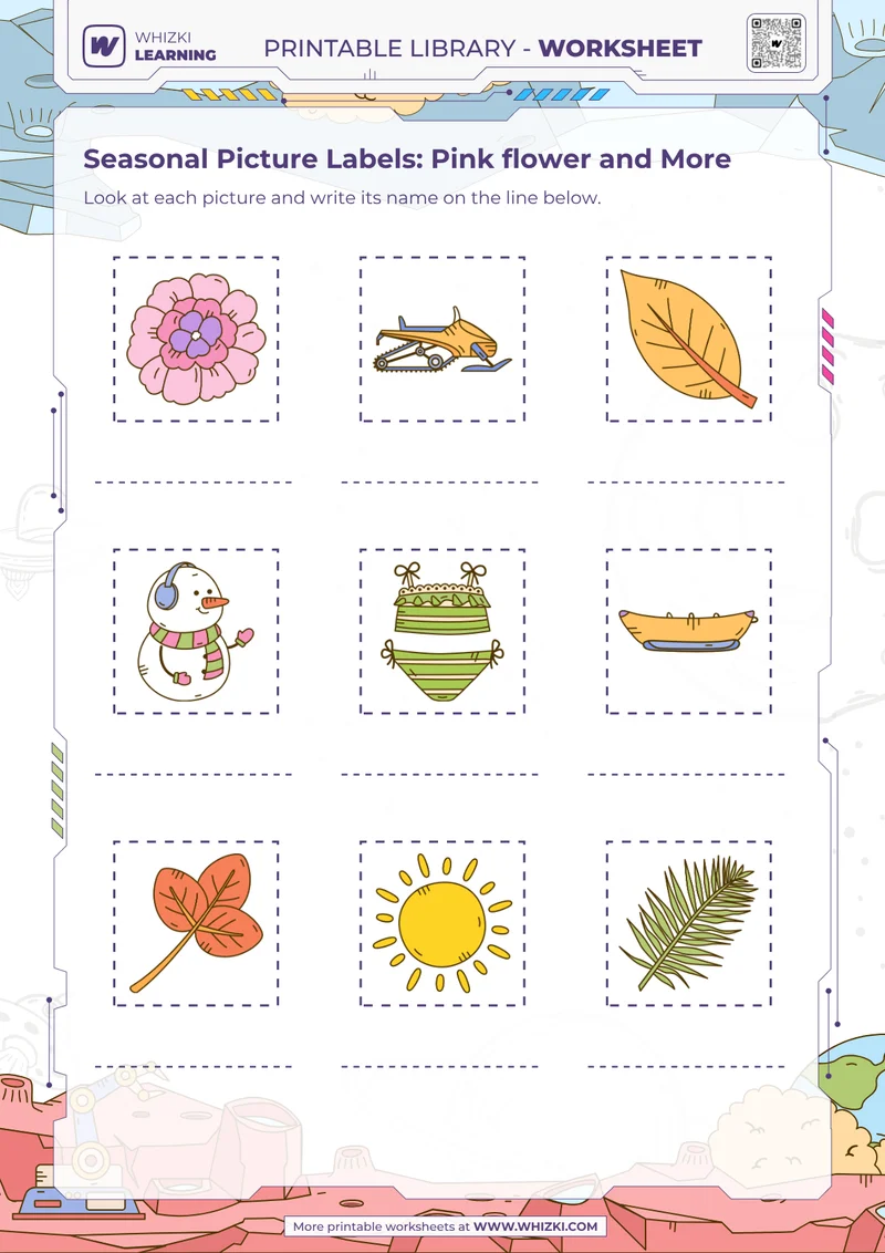 Seasonal Picture Labels: Pink flower and More
