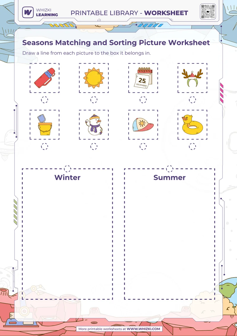 Seasons Matching and Sorting Picture Worksheet