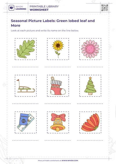Seasonal Picture Labels: Green lobed leaf and More