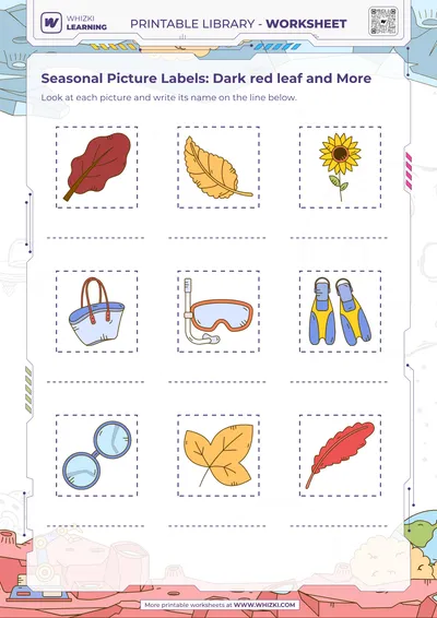 Seasonal Picture Labels: Dark red leaf and More
