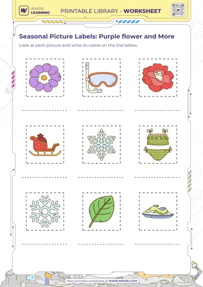 Seasonal Picture Labels: Purple flower and More