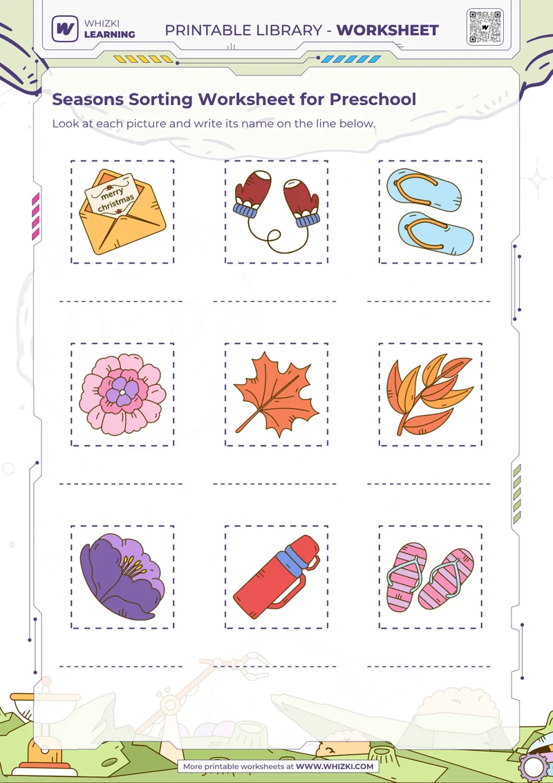 Seasons Sorting Worksheet for Preschool