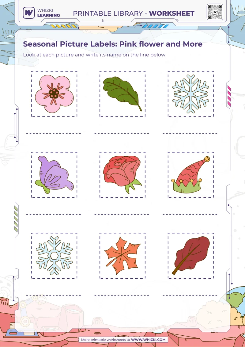 Seasonal Picture Labels: Pink flower and More