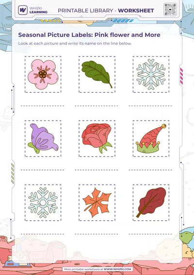 Seasonal Picture Labels: Pink flower and More