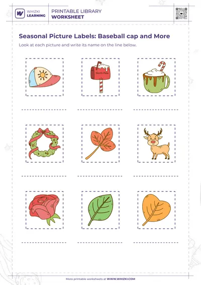 Seasonal Picture Labels: Baseball cap and More