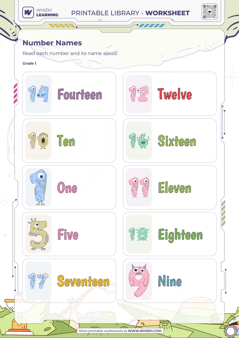 Selected Number Cards Worksheet