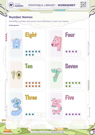 Selected Numbers to Ten Cards Worksheet