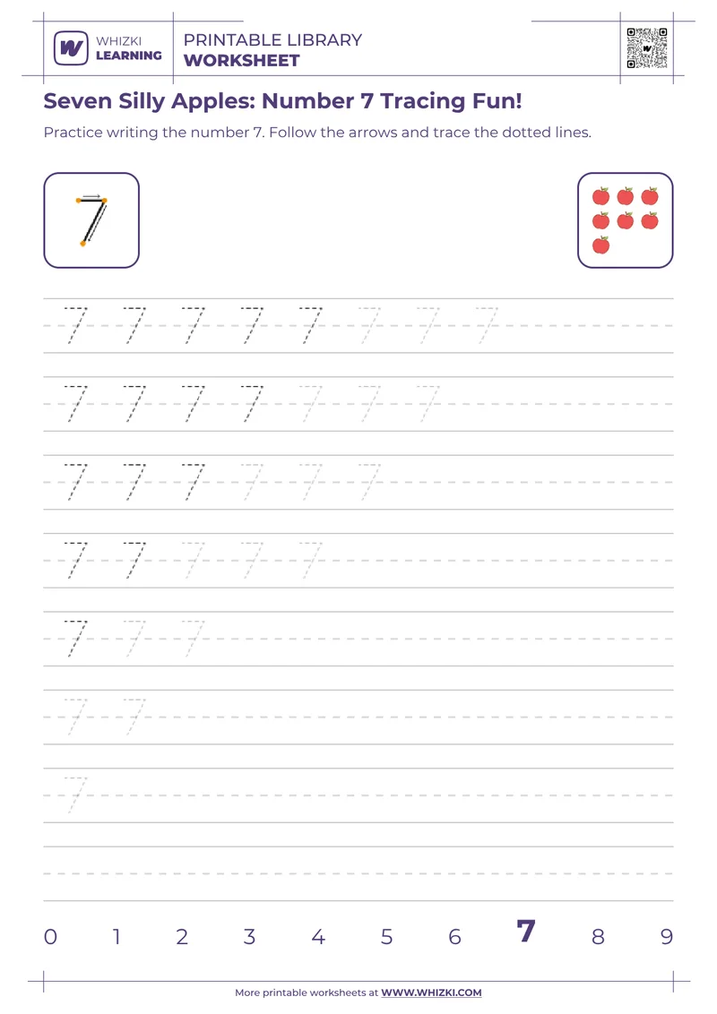 Seven Silly Apples: Number 7 Tracing Fun!