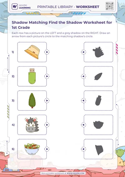 Shadow Matching Find the Shadow Worksheet for 1st Grade
