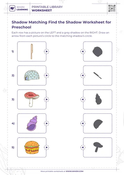 Shadow Matching Find the Shadow Worksheet for Preschool