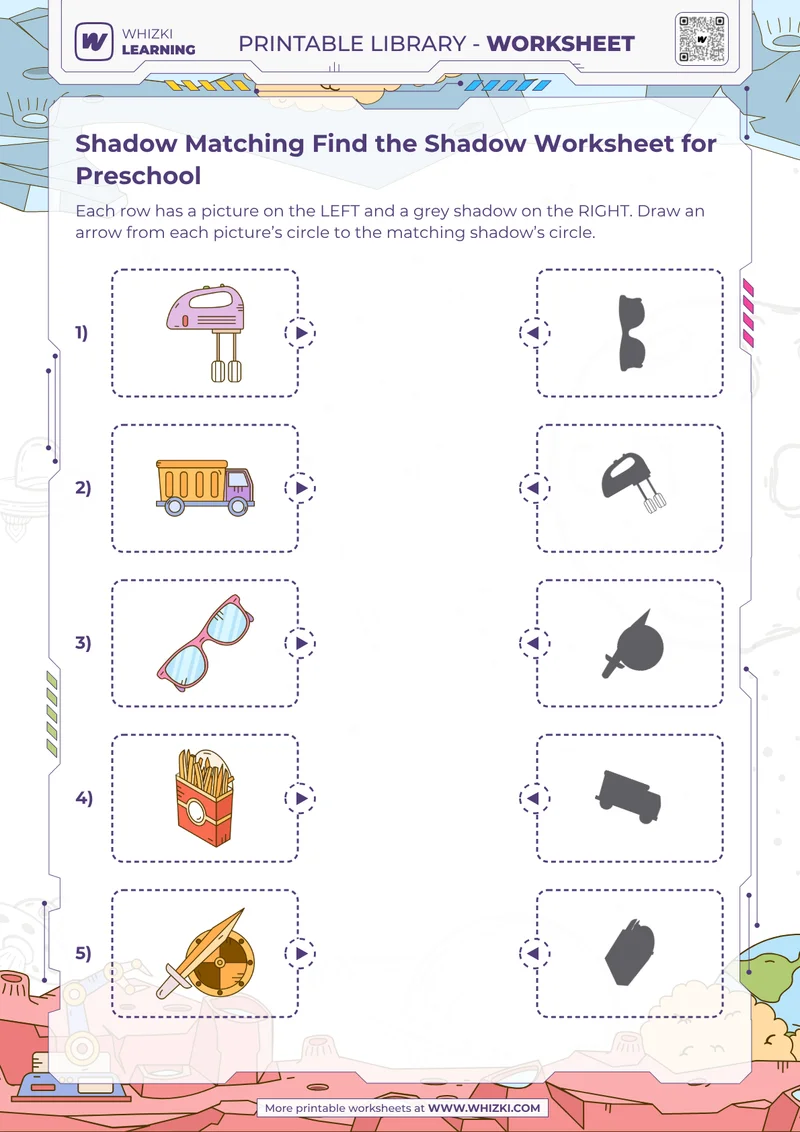 Shadow Matching Find the Shadow Worksheet for Preschool