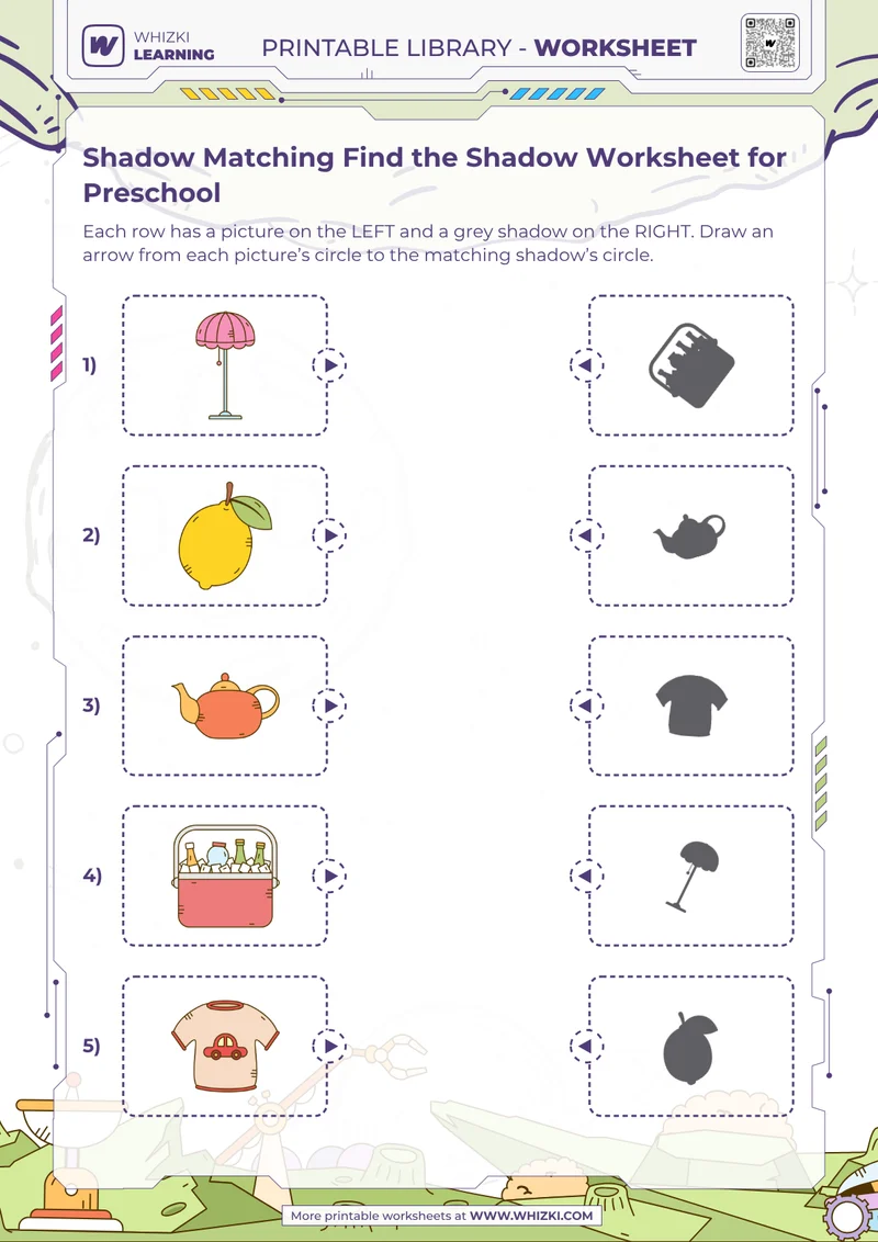 Shadow Matching Find the Shadow Worksheet for Preschool