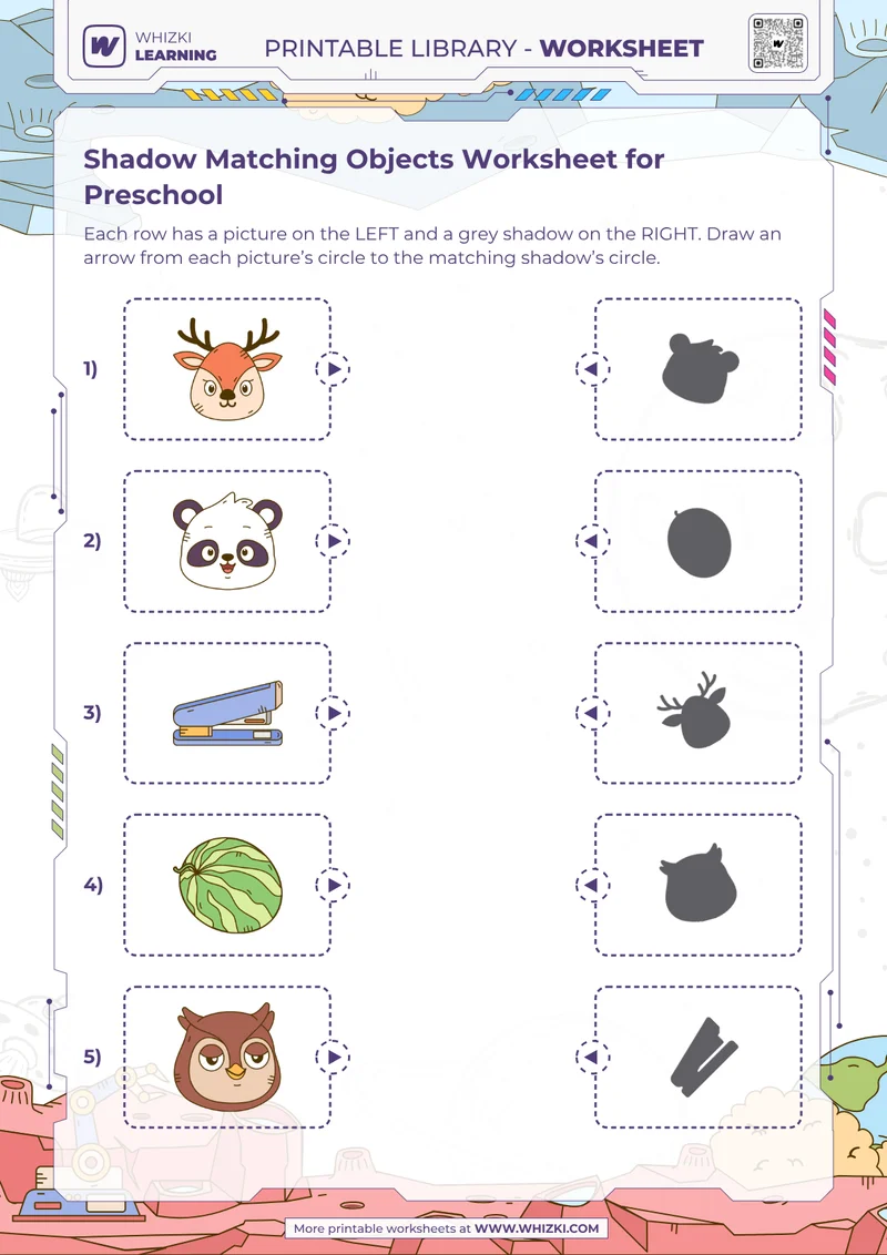 Shadow Matching Objects Worksheet for Preschool