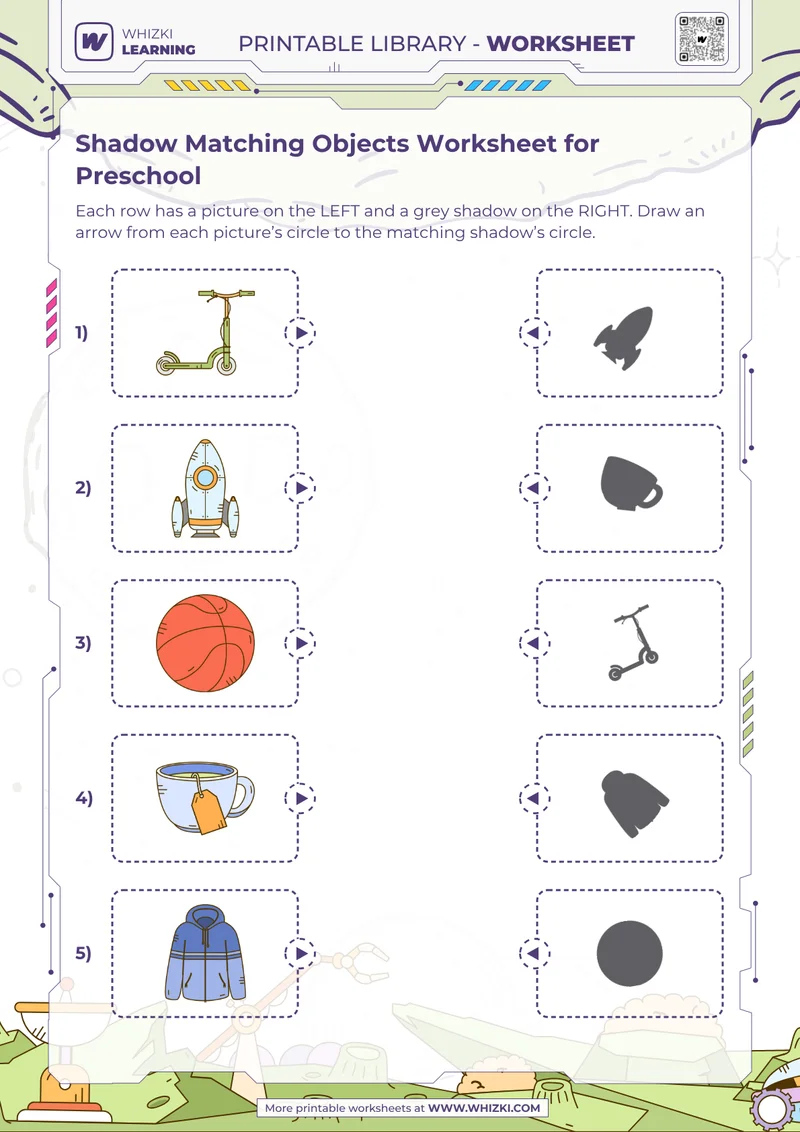 Shadow Matching Objects Worksheet for Preschool