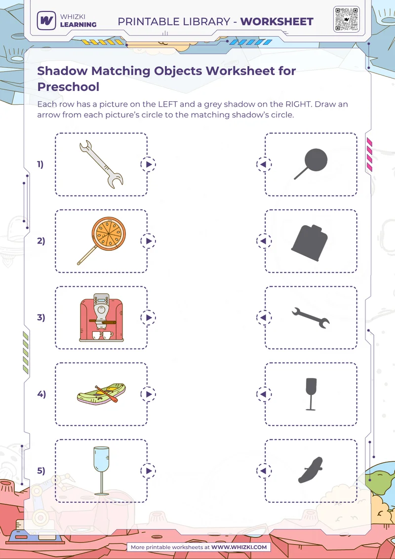 Shadow Matching Objects Worksheet for Preschool
