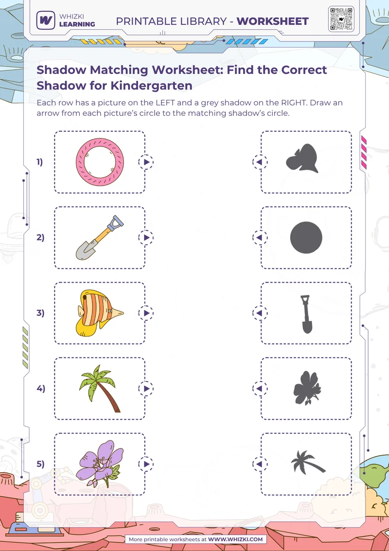 Shadow Matching Worksheet: Find the Correct Shadow for Kindergarten