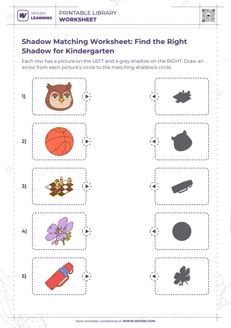 Shadow Matching Worksheet: Find the Right Shadow for Kindergarten