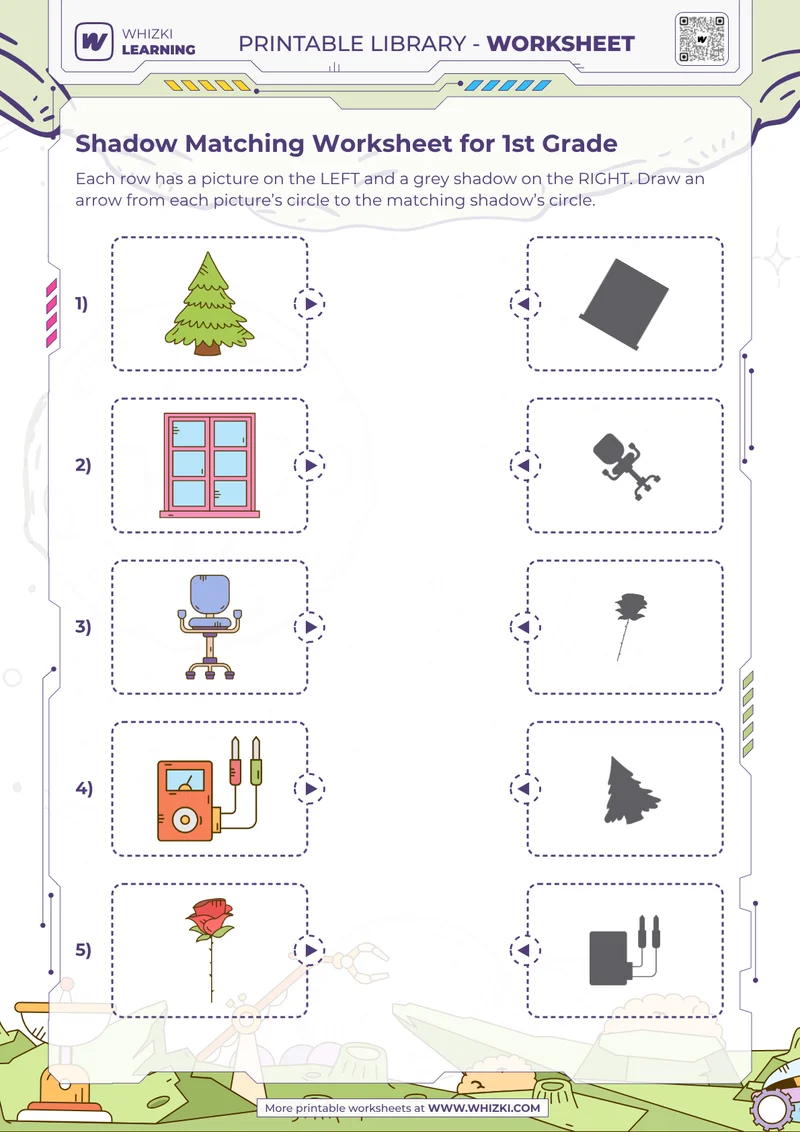 Shadow Matching Worksheet for 1st Grade