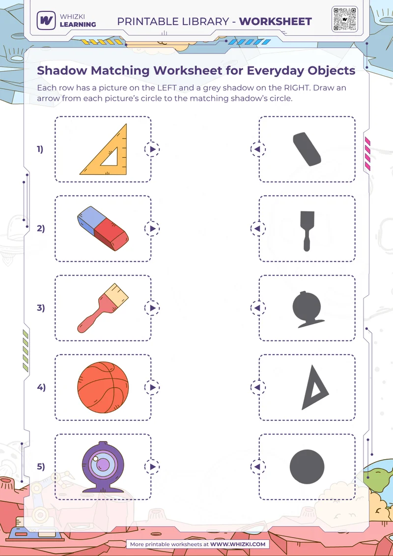 Shadow Matching Worksheet for Everyday Objects