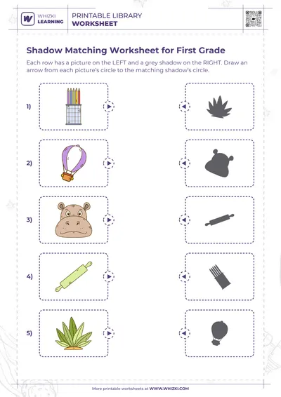 Shadow Matching Worksheet for First Grade
