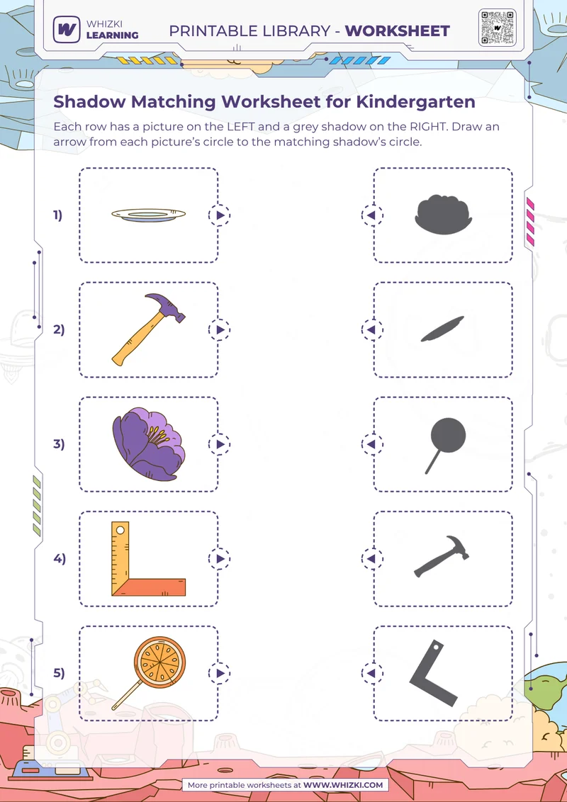 Shadow Matching Worksheet for Kindergarten