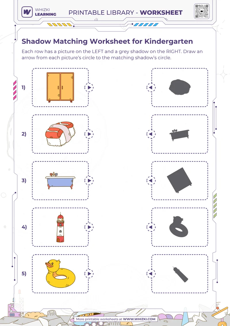 Shadow Matching Worksheet for Kindergarten