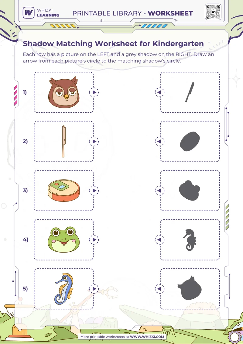 Shadow Matching Worksheet for Kindergarten