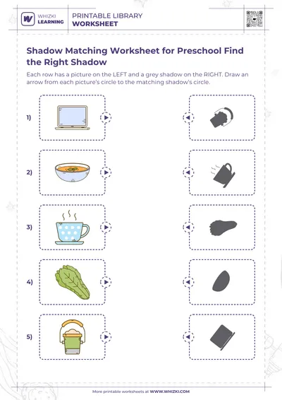 Shadow Matching Worksheet for Preschool Find the Right Shadow