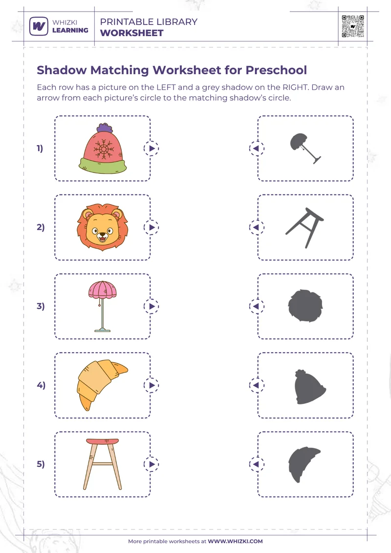 Shadow Matching Worksheet for Preschool