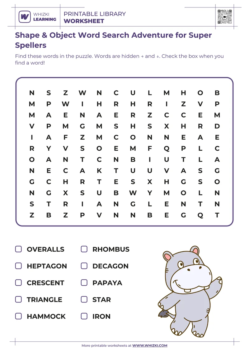 Shape & Object Word Search Adventure for Super Spellers