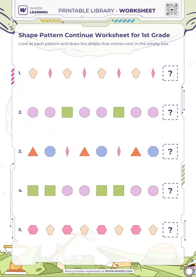 Shape Pattern Continue Worksheet for 1st Grade
