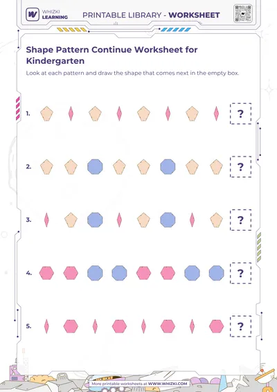 Shape Pattern Continue Worksheet for Kindergarten
