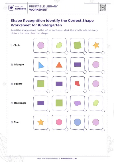 Shape Recognition Identify the Correct Shape Worksheet for Kindergarten