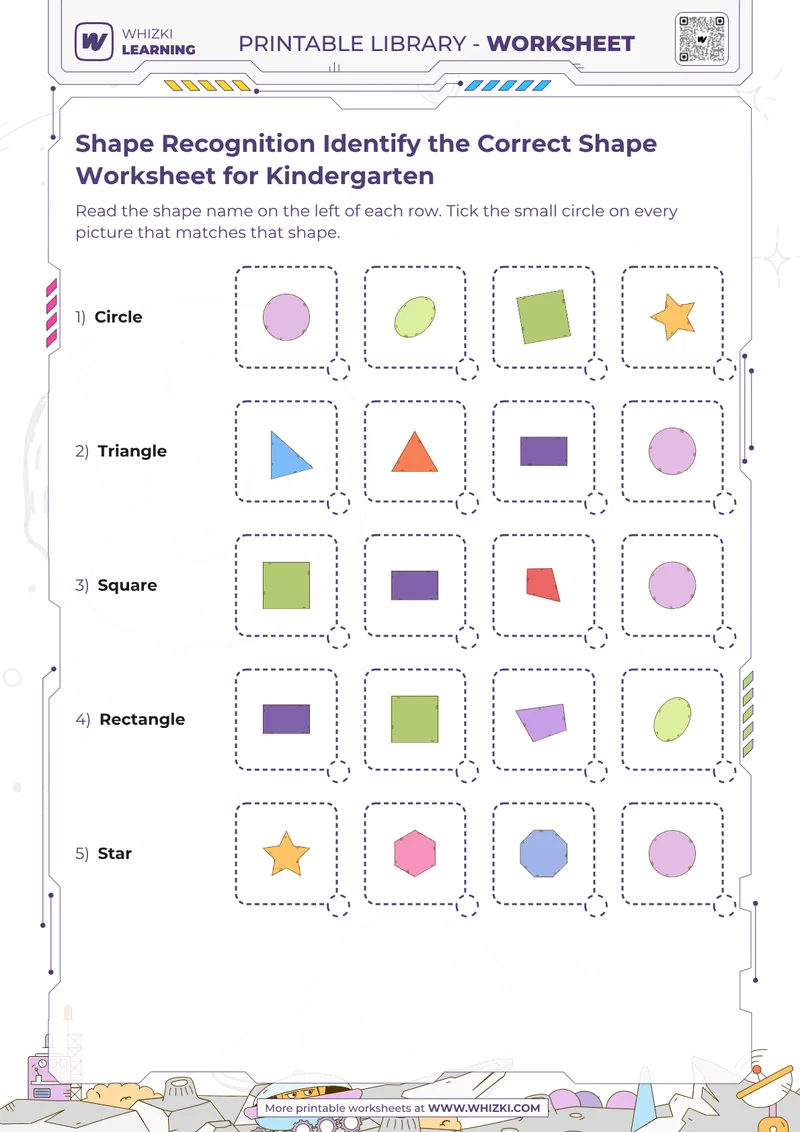 Shape Recognition Identify the Correct Shape Worksheet for Kindergarten