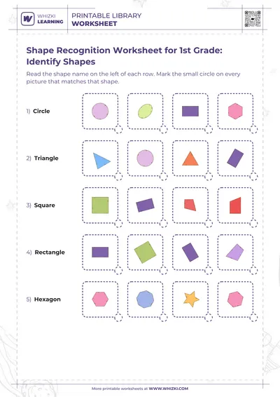 Shape Recognition Worksheet for 1st Grade: Identify Shapes