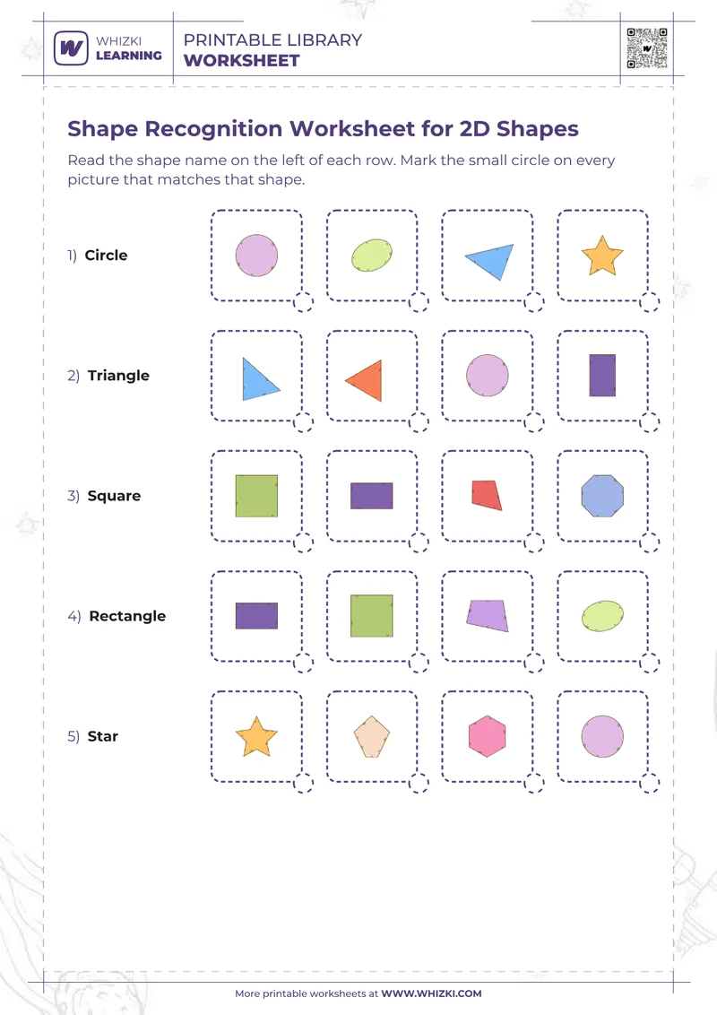 Shape Recognition Worksheet for 2D Shapes