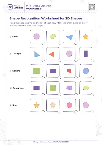 Shape Recognition Worksheet for 2D Shapes