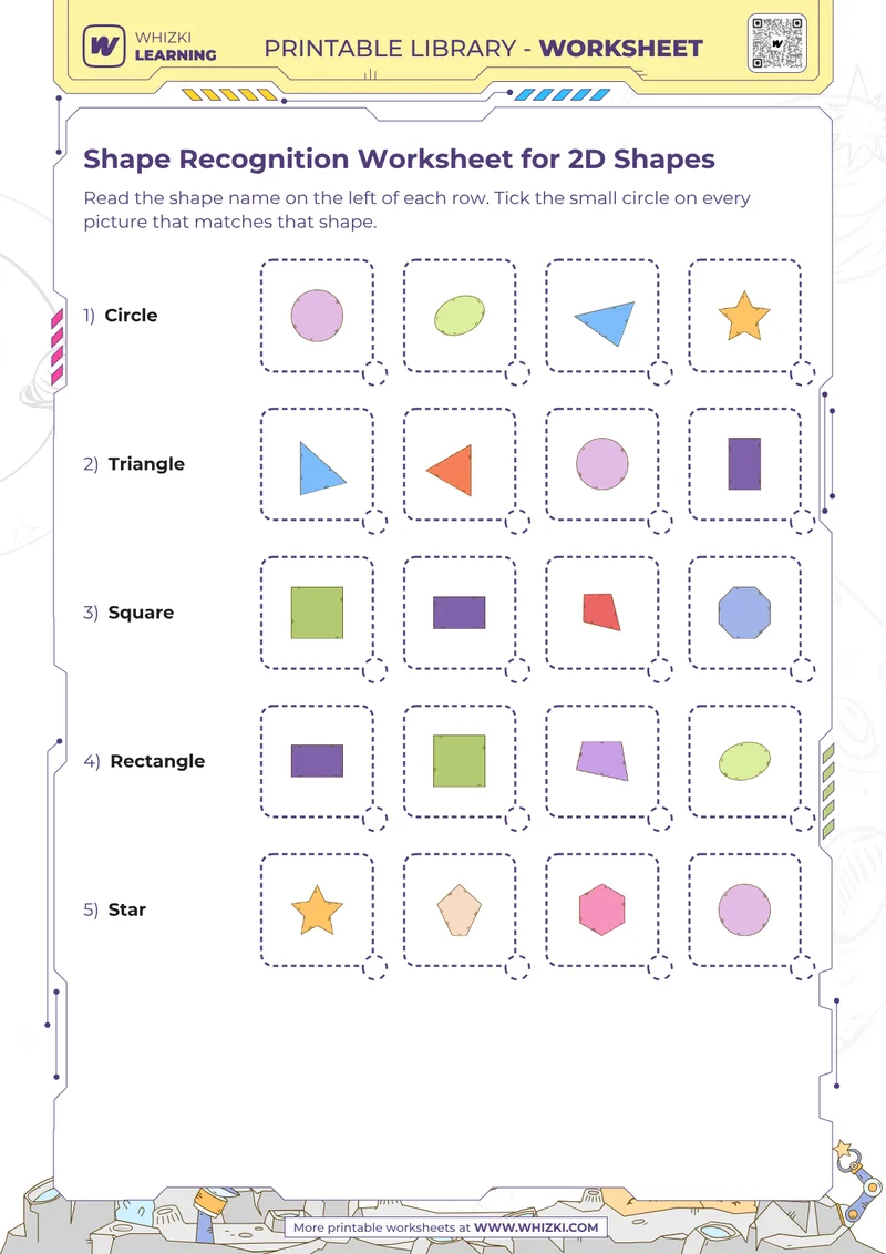 Shape Recognition Worksheet for 2D Shapes