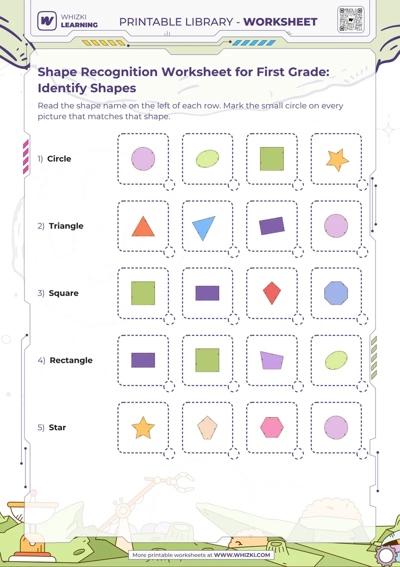 Shape Recognition Worksheet for First Grade: Identify Shapes