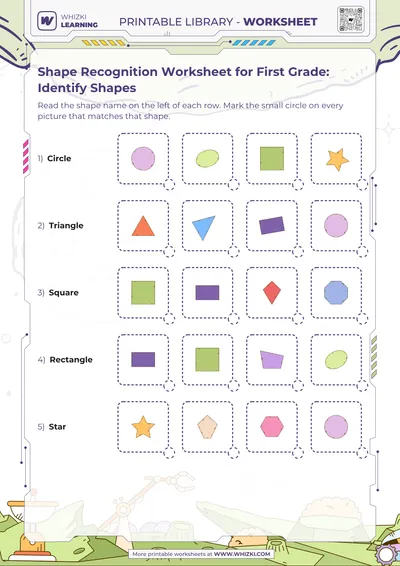 Shape Recognition Worksheet for First Grade: Identify Shapes