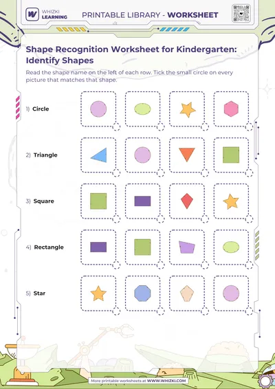 Shape Recognition Worksheet for Kindergarten: Identify Shapes